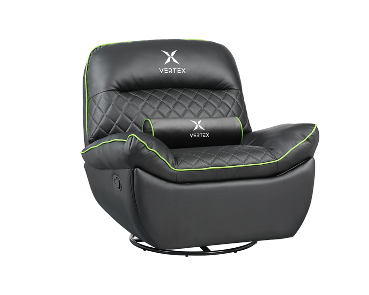 Gaming Chair: Vertex Throne Gaming Sofa Black/Green PVC